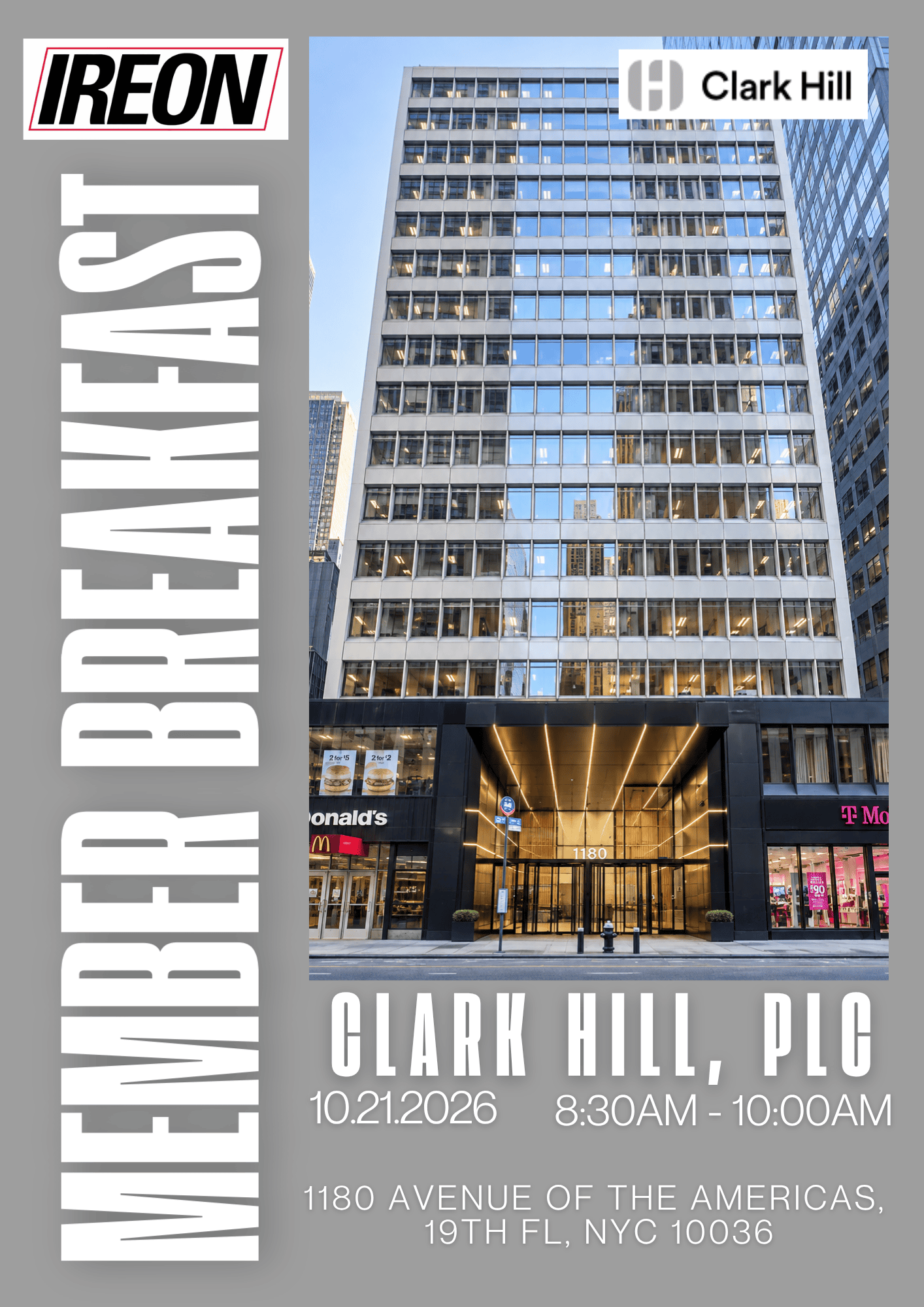 IREON Member Breakfast, hosted by Clark Hill